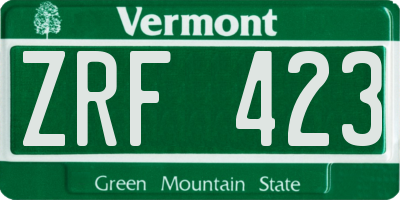 VT license plate ZRF423