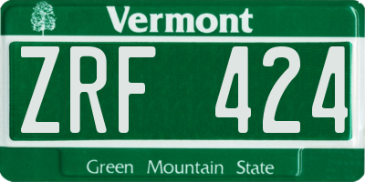 VT license plate ZRF424