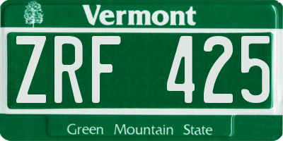 VT license plate ZRF425