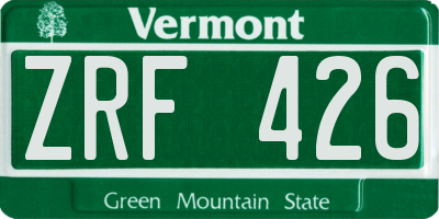VT license plate ZRF426