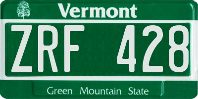 VT license plate ZRF428