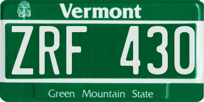 VT license plate ZRF430