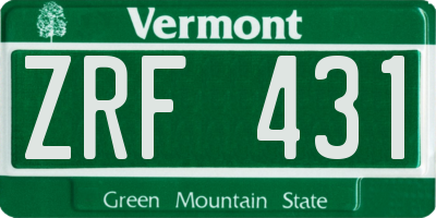 VT license plate ZRF431