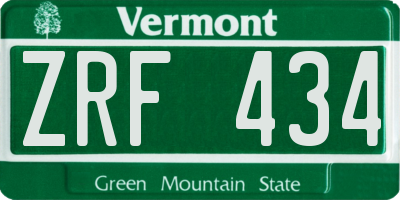 VT license plate ZRF434