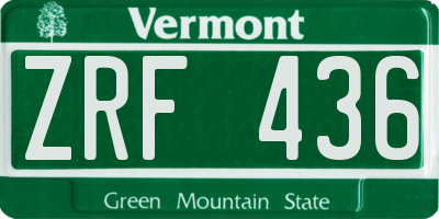 VT license plate ZRF436