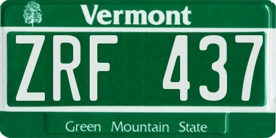 VT license plate ZRF437
