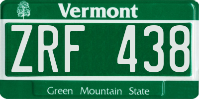 VT license plate ZRF438