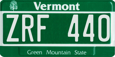 VT license plate ZRF440