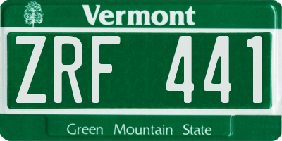 VT license plate ZRF441