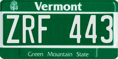 VT license plate ZRF443