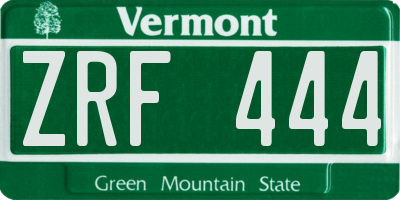VT license plate ZRF444
