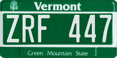 VT license plate ZRF447