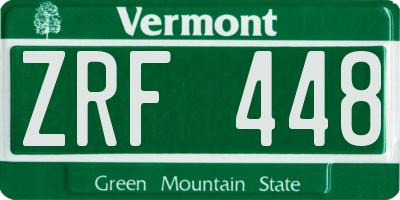 VT license plate ZRF448