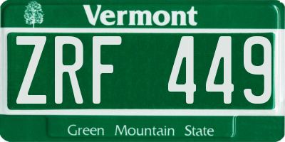 VT license plate ZRF449