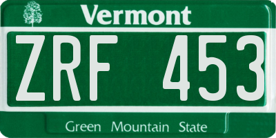 VT license plate ZRF453