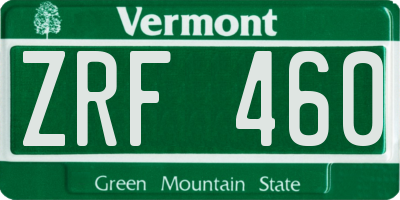 VT license plate ZRF460