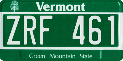 VT license plate ZRF461
