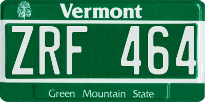 VT license plate ZRF464