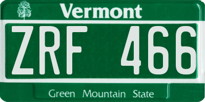 VT license plate ZRF466