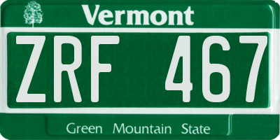VT license plate ZRF467