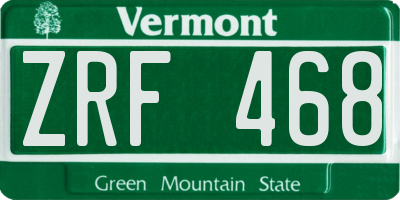 VT license plate ZRF468