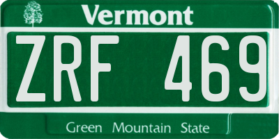 VT license plate ZRF469