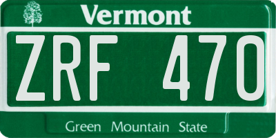 VT license plate ZRF470