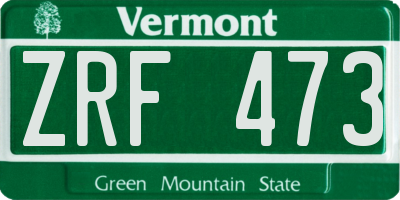 VT license plate ZRF473