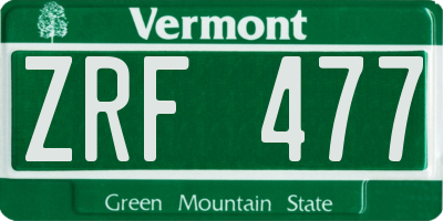 VT license plate ZRF477