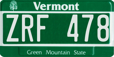 VT license plate ZRF478