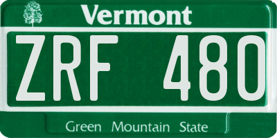 VT license plate ZRF480