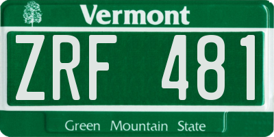 VT license plate ZRF481