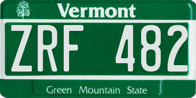 VT license plate ZRF482