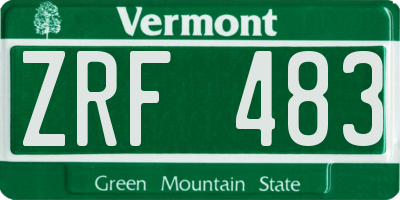 VT license plate ZRF483