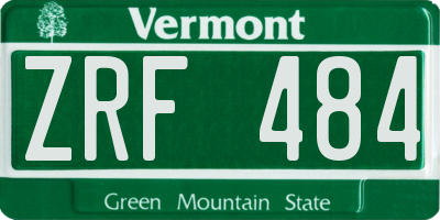 VT license plate ZRF484