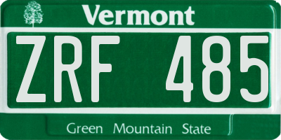 VT license plate ZRF485