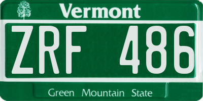 VT license plate ZRF486