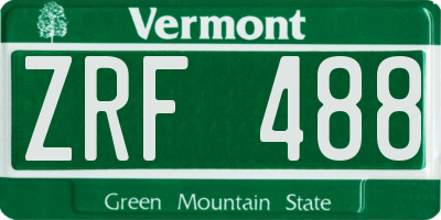VT license plate ZRF488