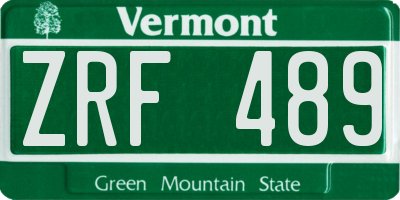 VT license plate ZRF489