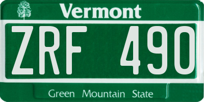 VT license plate ZRF490