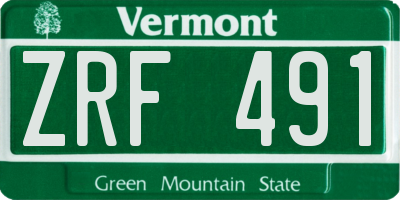 VT license plate ZRF491