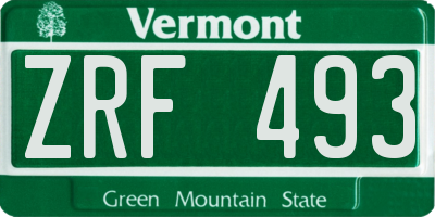 VT license plate ZRF493