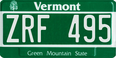 VT license plate ZRF495