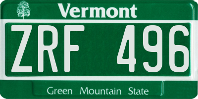 VT license plate ZRF496