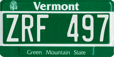 VT license plate ZRF497