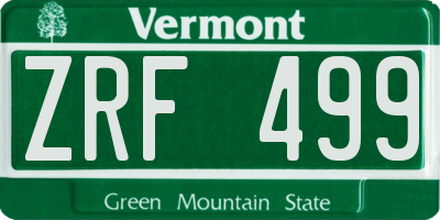 VT license plate ZRF499