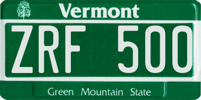 VT license plate ZRF500