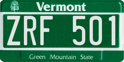 VT license plate ZRF501