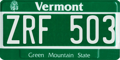 VT license plate ZRF503