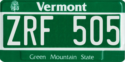 VT license plate ZRF505